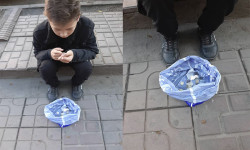 Оорукчан энесине жардам берүү максатында, кайыр сураган жаш бала