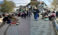  Кызыл-Кыя шаарында тротуарларды ээлеген соодагерлер