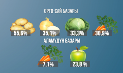 Бишкектеги ири базарларда өлкөдө өндүрүлгөн азыктар ар кандай баада сатылууда