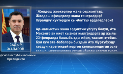 Кыргызстандыктарды Мекен коргоочулардын күнү менен президент Садыр Жапаров куттуктады