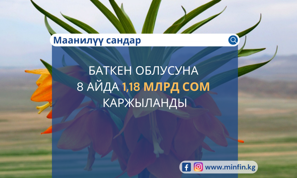 Финансы министрлиги: Баткен облусуна 8 айда 1,18 млрд сом каржыланды