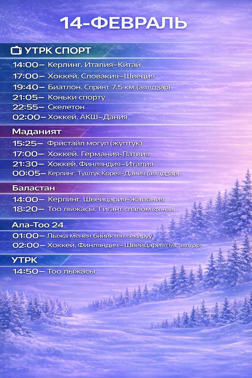 Расписание 14 февраля