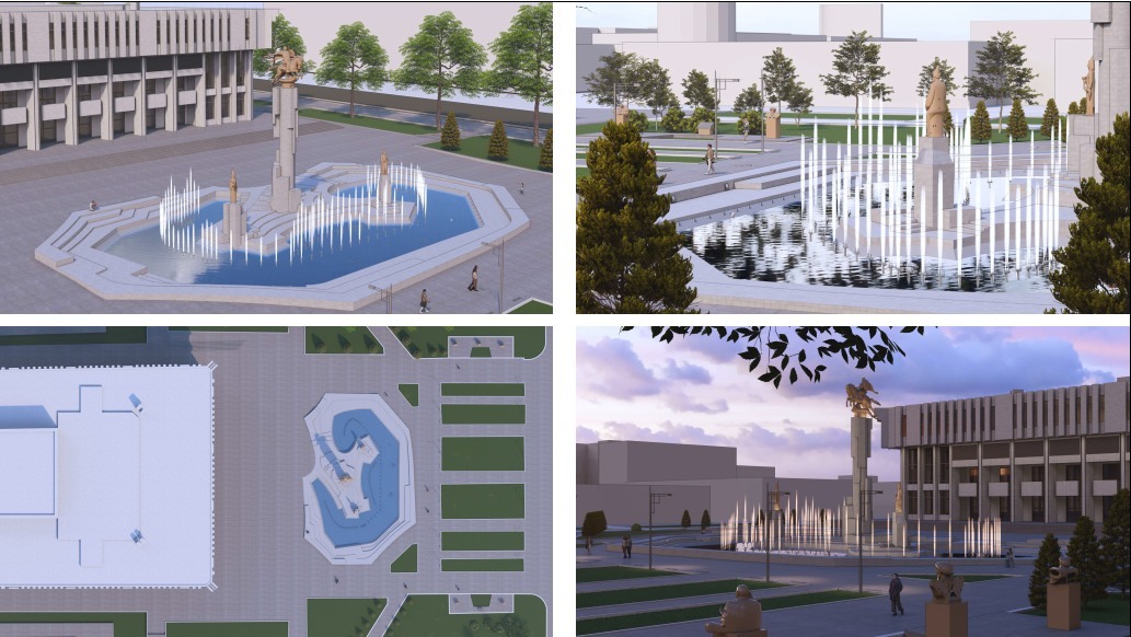 Филармониянын алдындагы фонтандарды демонтаждоо иштери башталды